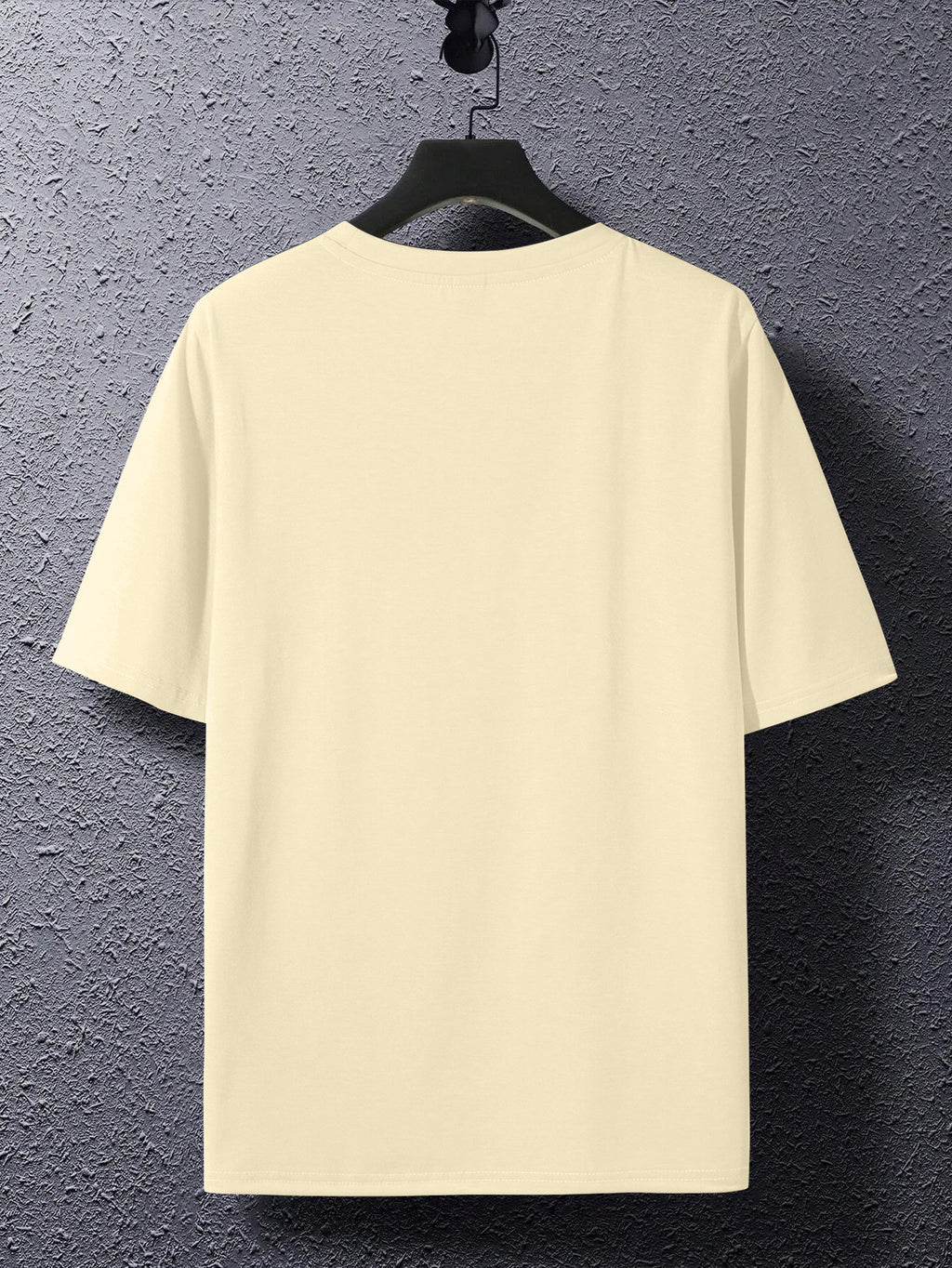 Summer New Men'S Regular Fit Short Sleeve T-Shirt with Chest Brown Small Label Text Print Easy Comfortable Casual Outing Commute All-Match Round Neck Top - Apricot