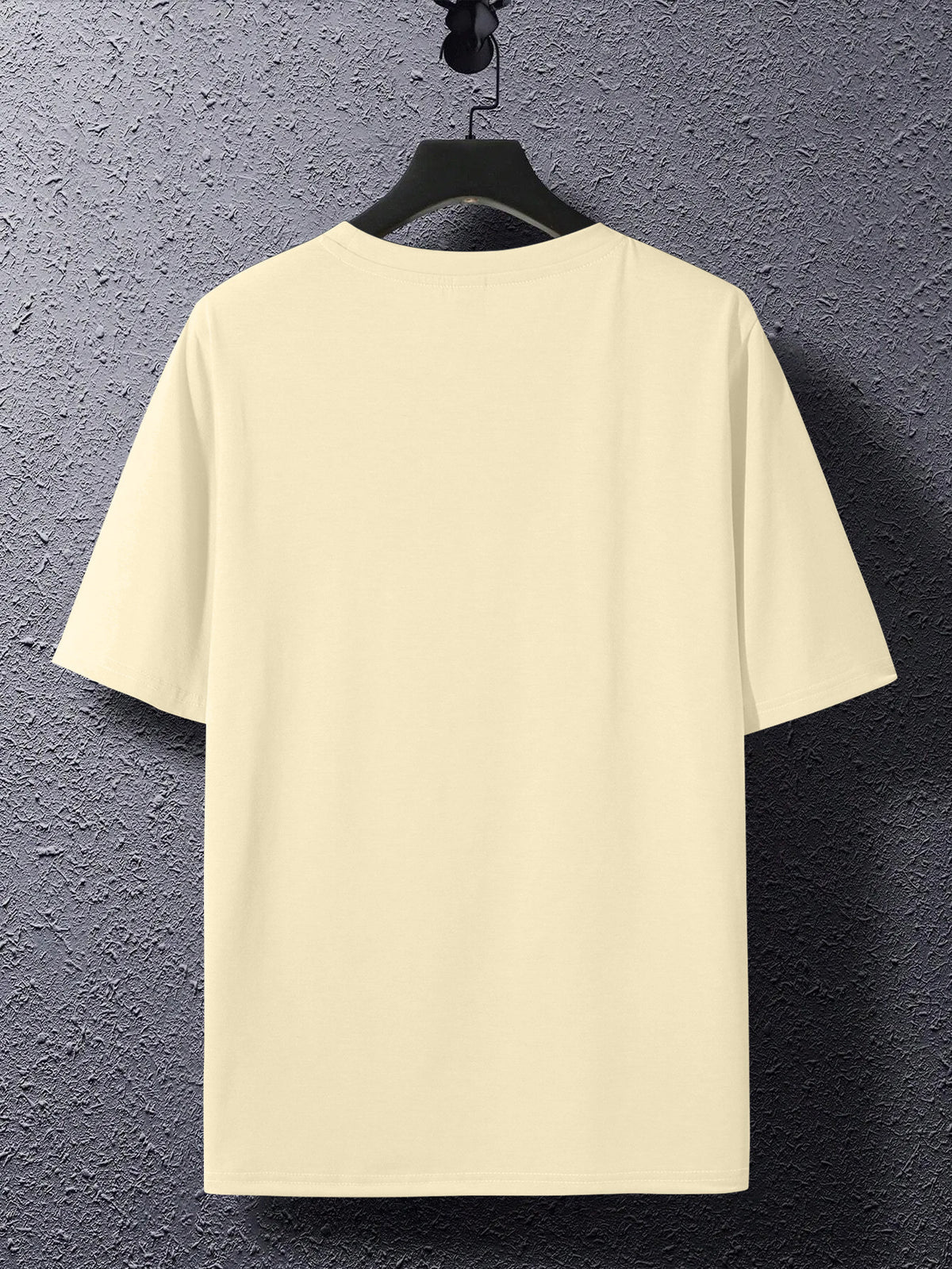 Summer New Men'S Regular Fit Short Sleeve T-Shirt with Chest Brown Small Label Text Print Easy Comfortable Casual Outing Commute All-Match Round Neck Top - Apricot