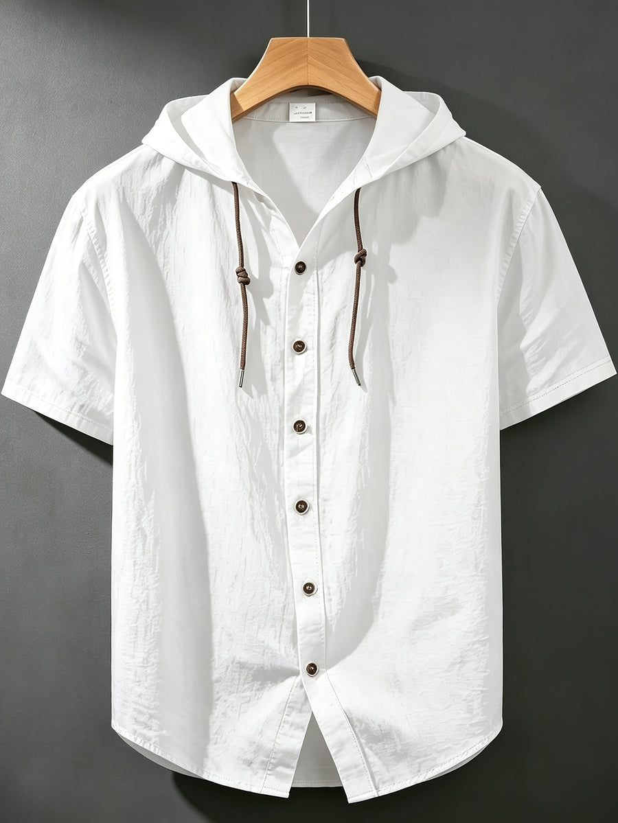 Tang Yunshu's Selection: New Summer Men's Linen Short-Sleeve Sports T-Shirt, Lightweight, Breathable, and Casual, Loose Fit for a Slimming Look, Flattering on All Body Types - White