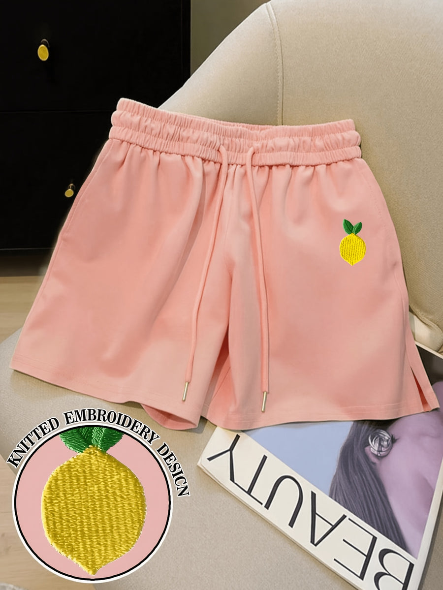 Women'S Fashion Embroidered Decorative Casual Shorts - Coral