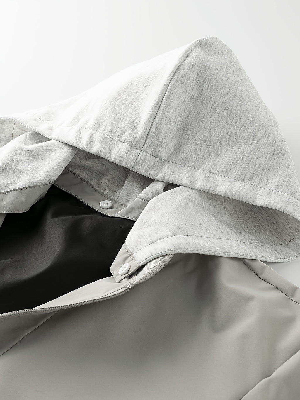 Men'S Hooded Jacket, Stretch Cuffs And Hem, American Retro Casual Commuter All-Match Style, Easy Design, Wear-Resistant Woven Fabric, Smooth Zipper Closure - 5661 - Light Grey