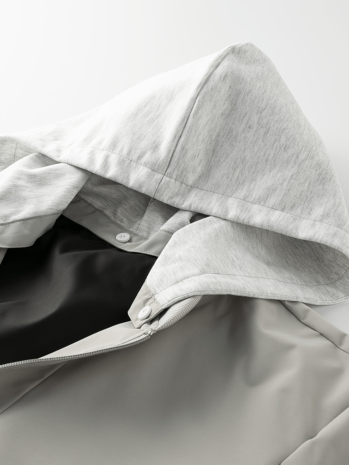 Men'S Hooded Jacket, Stretch Cuffs And Hem, American Retro Casual Commuter All-Match Style, Easy Design, Wear-Resistant Woven Fabric, Smooth Zipper Closure - 5661 - Light Grey