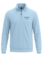 BOWZ Men's Fashion Henley Shirt, Solid Color Half-Zip Knit Top, Autumn/Winter Casual Long-Sleeve T-Shirt, Stylish and Versatile, Warm and Breathable, Suitable for Outdoor Sports and Daily Wear, Random Fabric Texture - Sky Blue