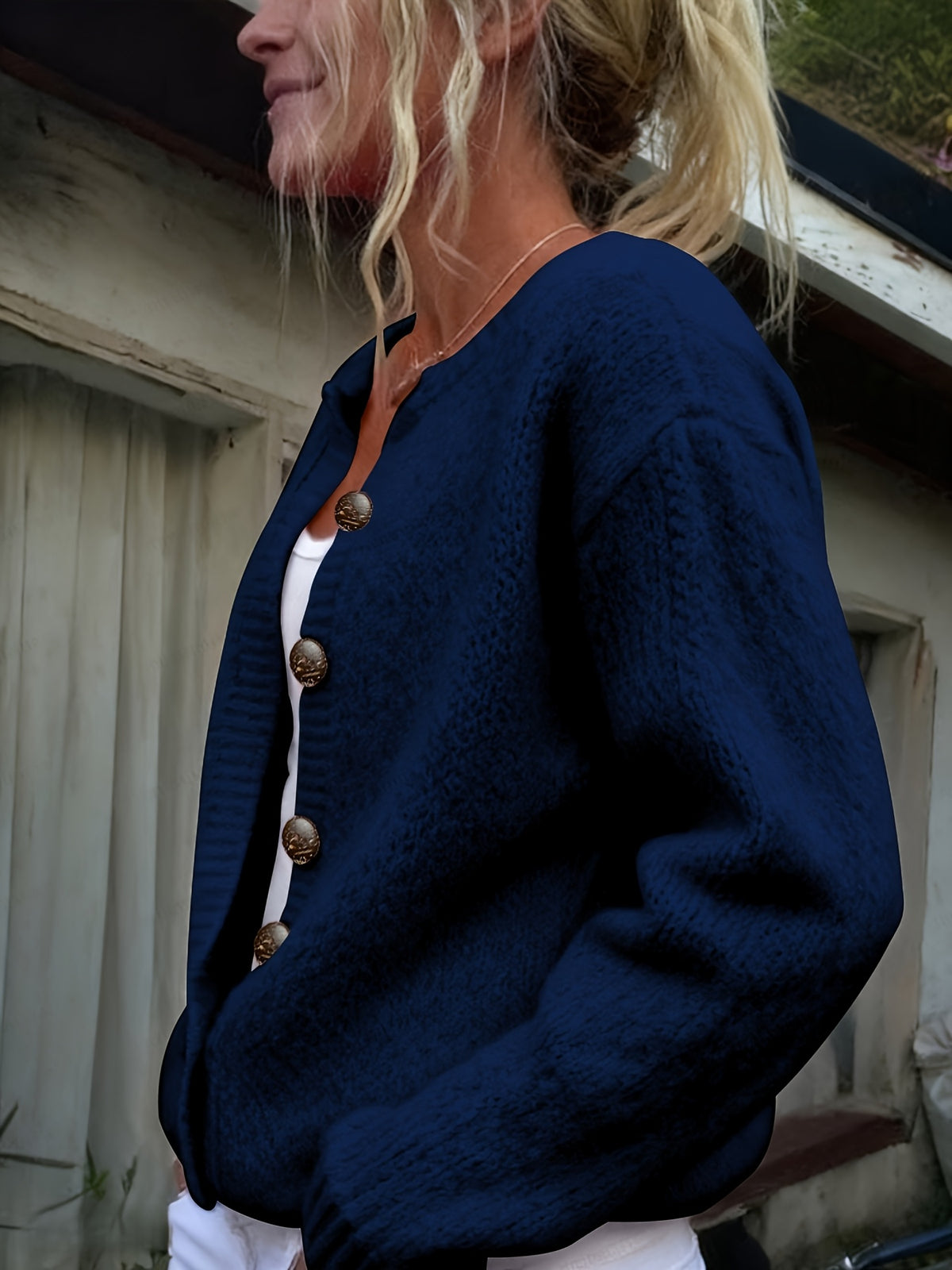 Women'S Thick Needle Sweater, Suitable for Autumn And Winter, Casual Warmth, Elegant And Versatile, Ideal for Holiday Parties. Long-Sleeved Shirt - Navy Color