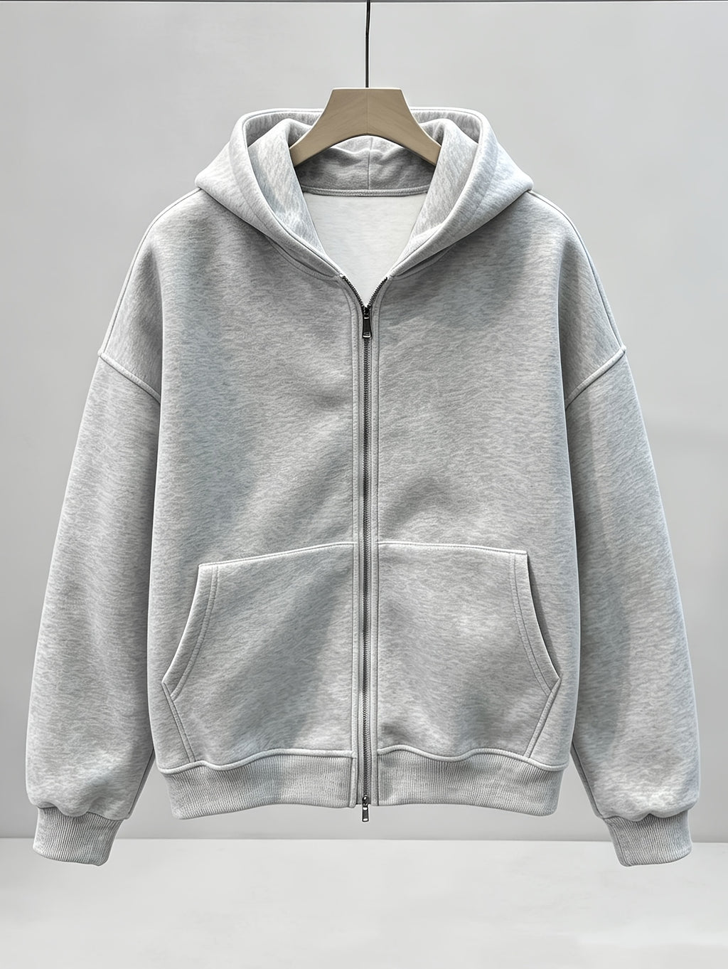Men's Preppy Style Cropped Jacket with 3D Backpack Hooded Cardigan,  Loose-Fit Trendy Outerwear, Autumn/Winter Niche Design Zip-Up Jacket - Grey