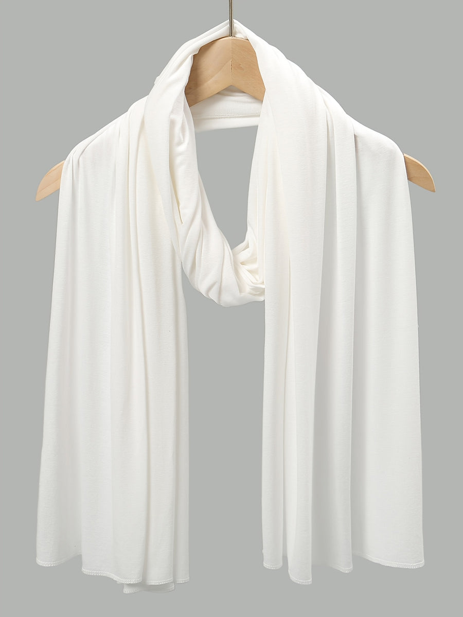 Women'S Jersey Headscarf - Soft, Breathable, And Secure Fit; a Modest Wrap Suitable for Daily Wear, Commuting, Wind, And Shielding - White