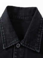 Men's Loose Fit Denim Jacket, Casual Street Style Multi-Pocket Long-Sleeve Cargo Jacket, Classic Vintage Washed Rugged Wear Durable Trucker Jacket, Breathable Comfy Outdoor Work Coat for Fishing Hiking Camping Climbing, Jeans Jacket - Denim Black