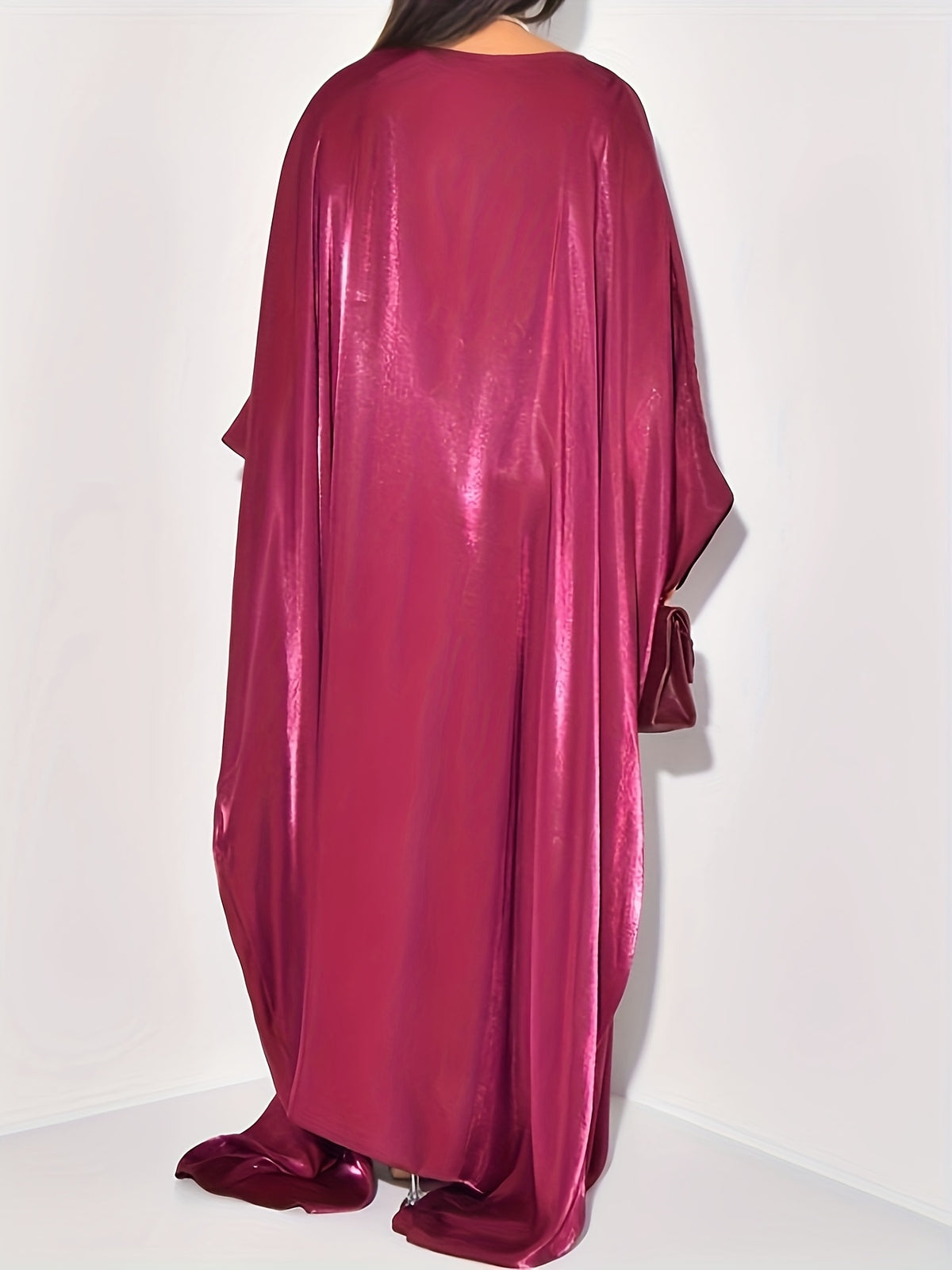 Middle Eastern Elegant Shimmer One Size Robe 8336-8 - Rose Red