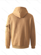 Men'S Basic NY Uppercase Letter Print Cargo Hooded Zipper Cardigan Casual Jacket - Khaki