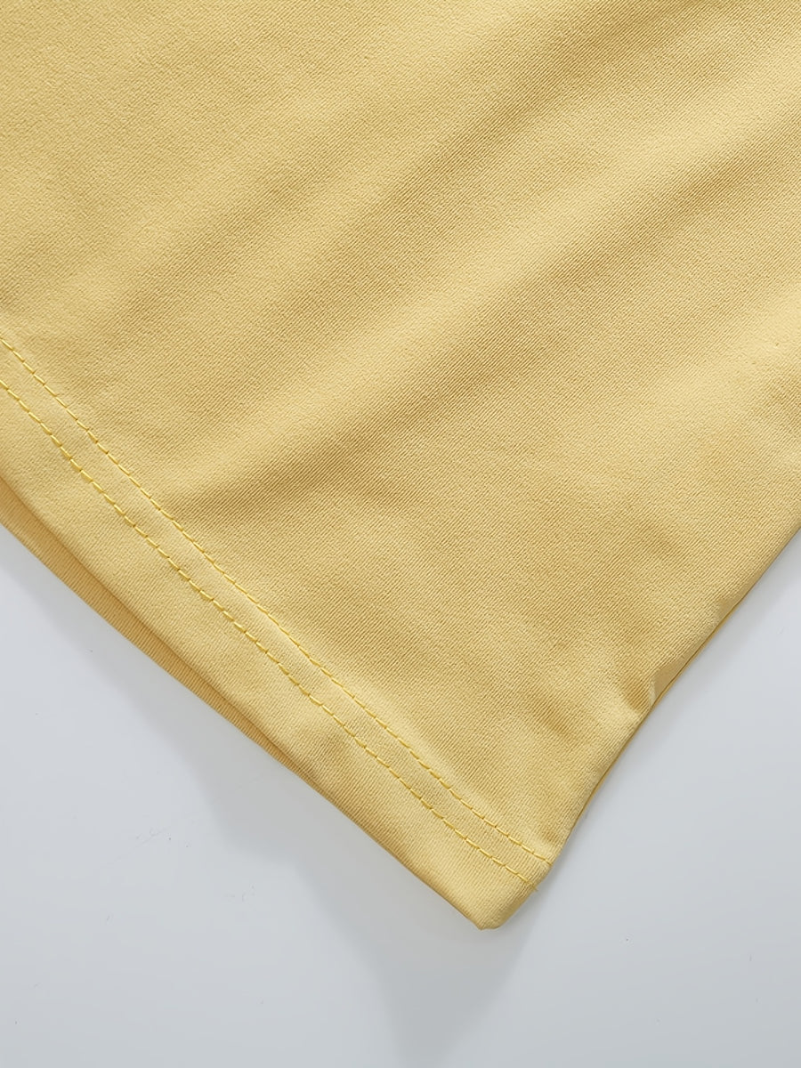 Summer Men'S Striped Street Style T-Shirt Casual Hip-Hop Round Neck Men'S Retro with Print Color-Block Collar Top Athletic Striped Short Sleeve - Yellow