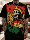 Printed Design – Not Textured Men's Short-Sleeve T-Shirt, European and American Style Hip-Hop Music Themed Crew Neck Top, Streetwear Trendy  Casual Short-Sleeve Top, Suitable for All Seasons, Daily Commute T-Shirt - Mixed colors