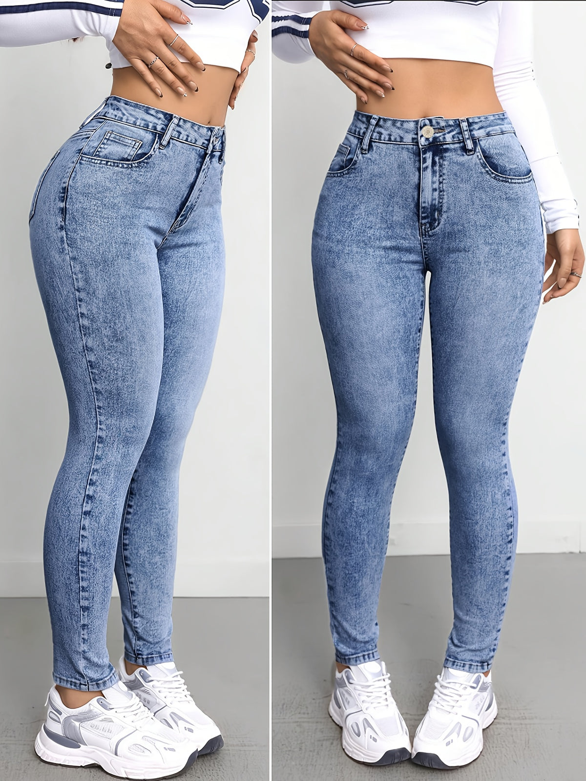 Fashionable and Comfortable Women's Skinny Jeans - Medium Blue