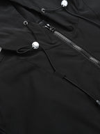 Men's Autumn/Winter Outdoor Fashion Jacket, Solid Color Half-Zip Hooded Softshell Windbreaker, Tear-Resistant Fabric, Suitable for Camping, Hunting, Cycling, Mountaineering, and Workwear, Also for Office Daily Commuting - Black