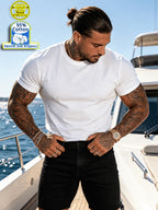 New Spring/Summer Collection: Fashionable Men's Cotton Sport Top, Smooth and Comfortable Cotton, Versatile, Trendy and Minimalist, Easy to Match, Slim-Fit Men's Clothing, Durable - White