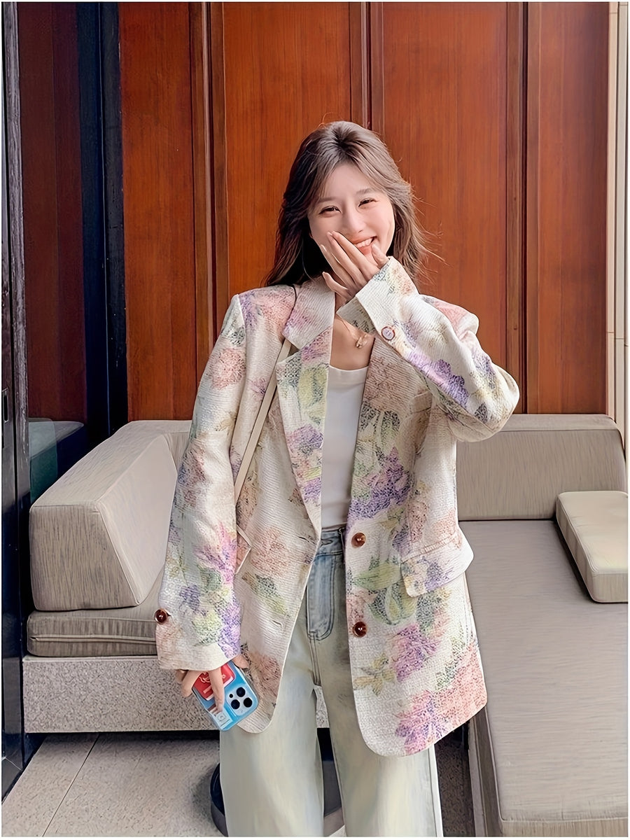 French-Style Vintage Printed Blazer for Women, 2025 Autumn New Arrival, Unique Design, Niche, Exquisitely Beautiful, Elegant, and Trendy Blazer - Multicolor