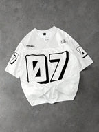 Men'S Summer Casual Mesh Patchwork Digital Print Short Sleeve T-Shirt, Casual Sport Outing - White