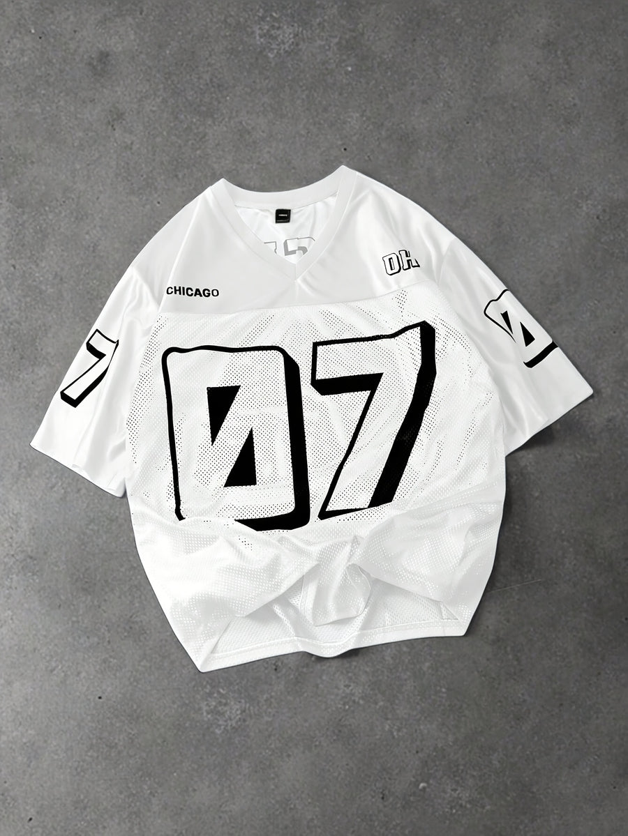 Men'S Summer Casual Mesh Patchwork Digital Print Short Sleeve T-Shirt, Casual Sport Outing - White