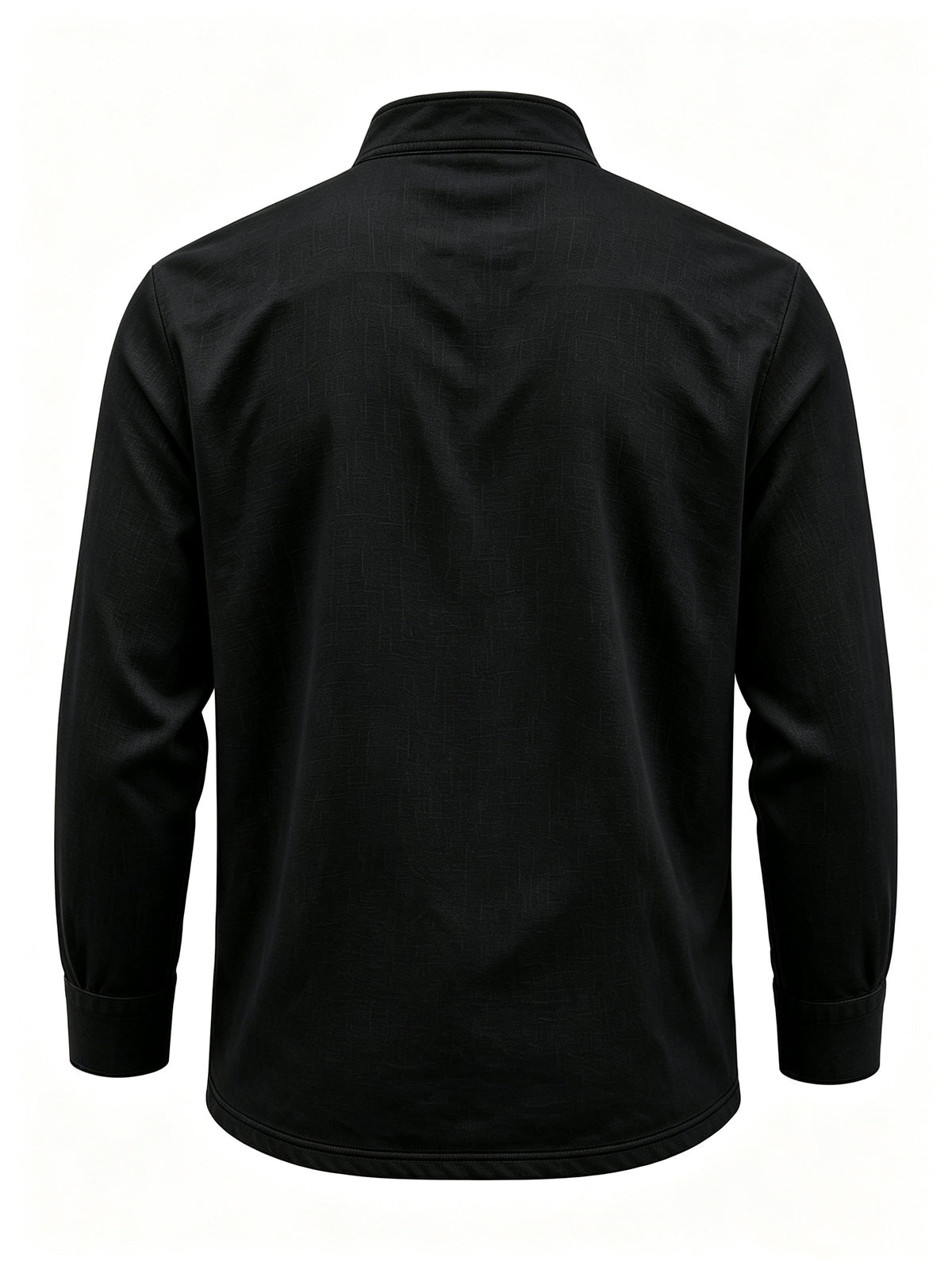 Men's Linen Long Sleeve Henley Shirt Stand Collar Loose Polo Shirt Men's Linen Zipper Casual Shirt - Black