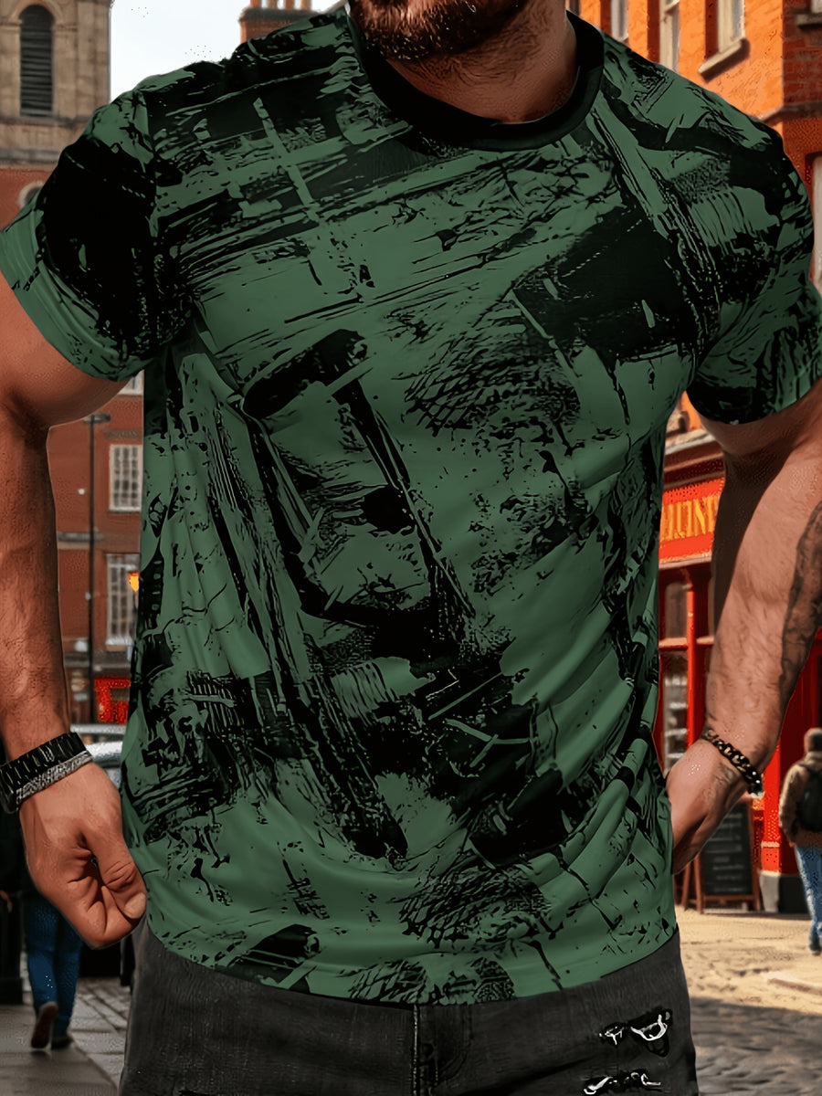 Men's Size-Coded Summer T-Shirts with Printed Design(Non-Textured), Ideal for Seaside Outdoor Sports Outfits - Style 4