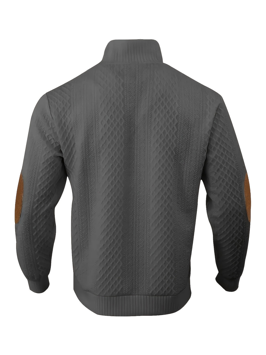 MILANO Italian Stand Collar Men'S Sweater Autumn Winter Jacquard Diamond Check Business Casual Half-Button Pullover, Knit - Grey