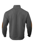MILANO Italian Stand Collar Men'S Sweater Autumn Winter Jacquard Diamond Check Business Casual Half-Button Pullover, Knit - Grey