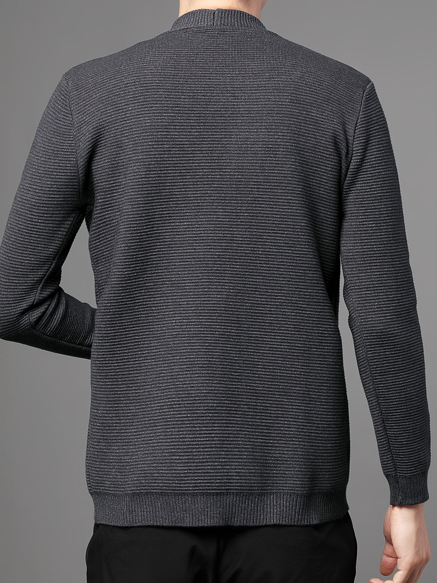 [Wading Whale OBM] Spring/Summer New Men'S Knit Cardigan, Old Money Style Solid Color V-Neck Long Sleeve Open Front Sweater Jacket with Single Button Closure And Side Pockets, Suitable for Spring And Autumn Layering Or Outerwear - Dark Gray