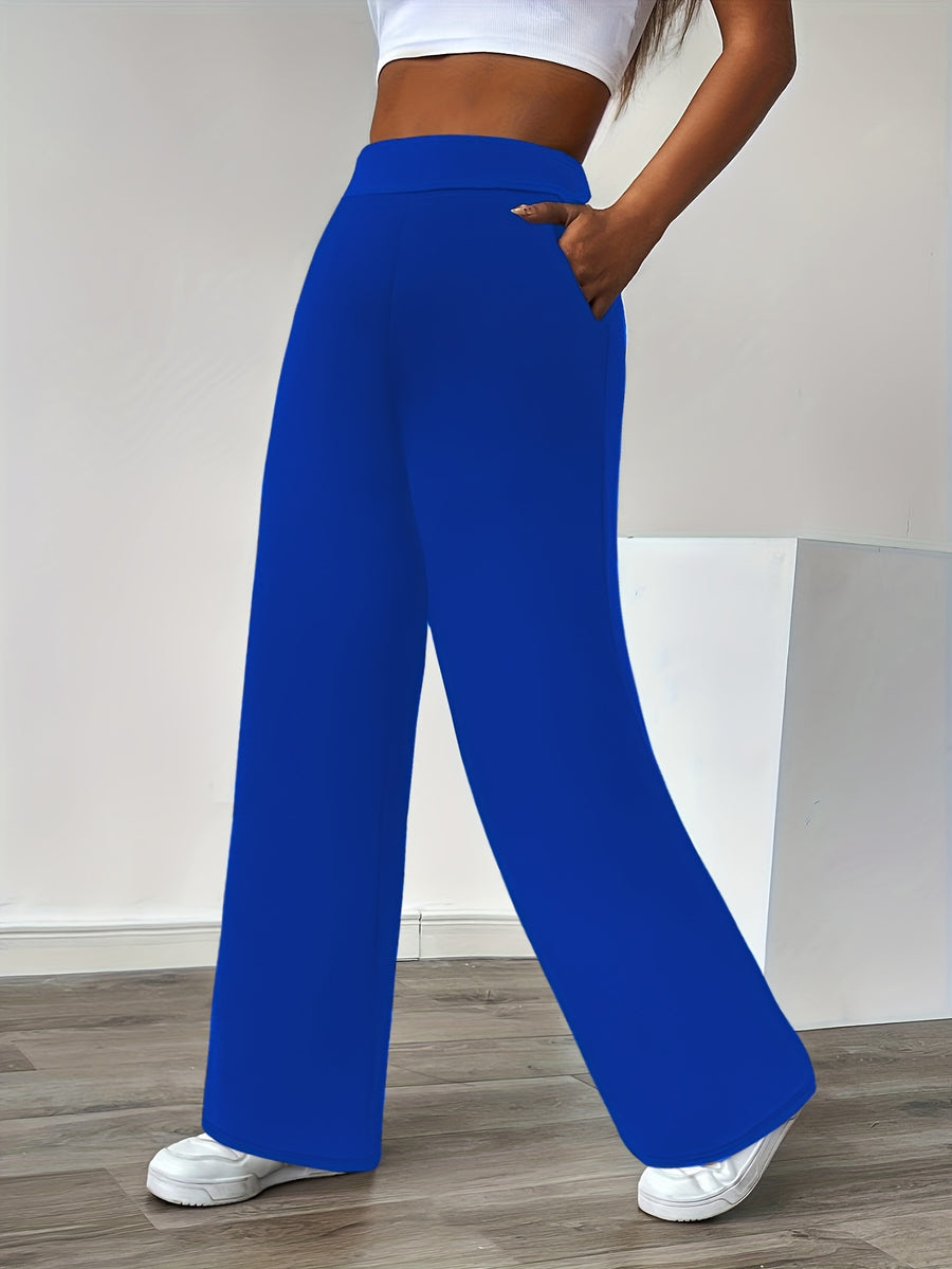 In-Stock Versatile Solid Color Stretch Straight-Leg Trousers - Blue