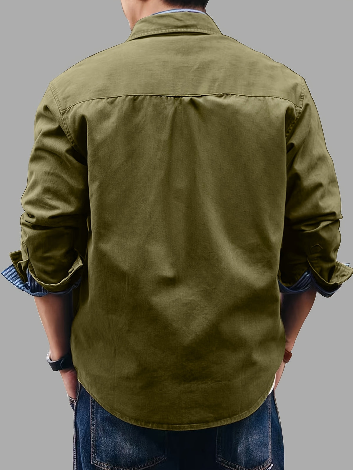 Early Autumn OOTD Retro Workwear Style | Men'S Long Sleeve Lapel Shirt for Spring Autumn, Trendy Layering Casual Shirt Jacket Top - fern green