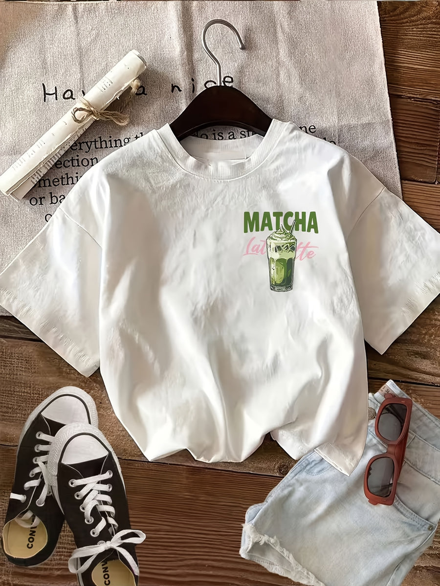Graphic Print T-Shirt, Short Sleeve Crew Neck Casual Top, Summer And Spring Wear, Women'S Clothing - White
