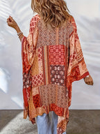 Women's Bohemian Casual Elegant Beach Vacation Summer Thin Long Sleeve Jacket - Orange