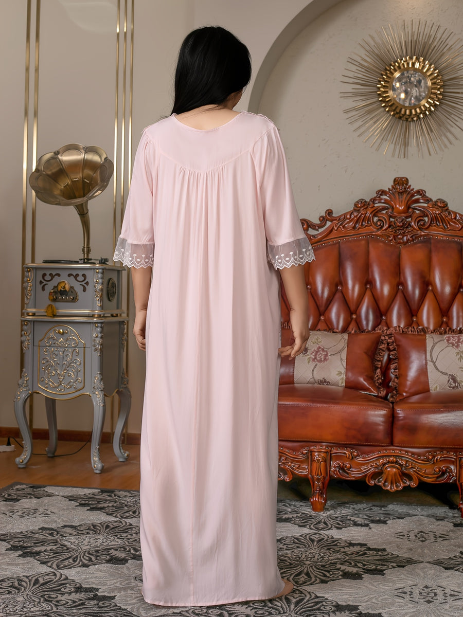 Plus Size Women'S Nightgown - Pink Color