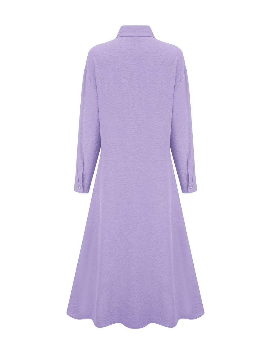 Women'S Fashion Long Shirt Dress, Dress - Purple