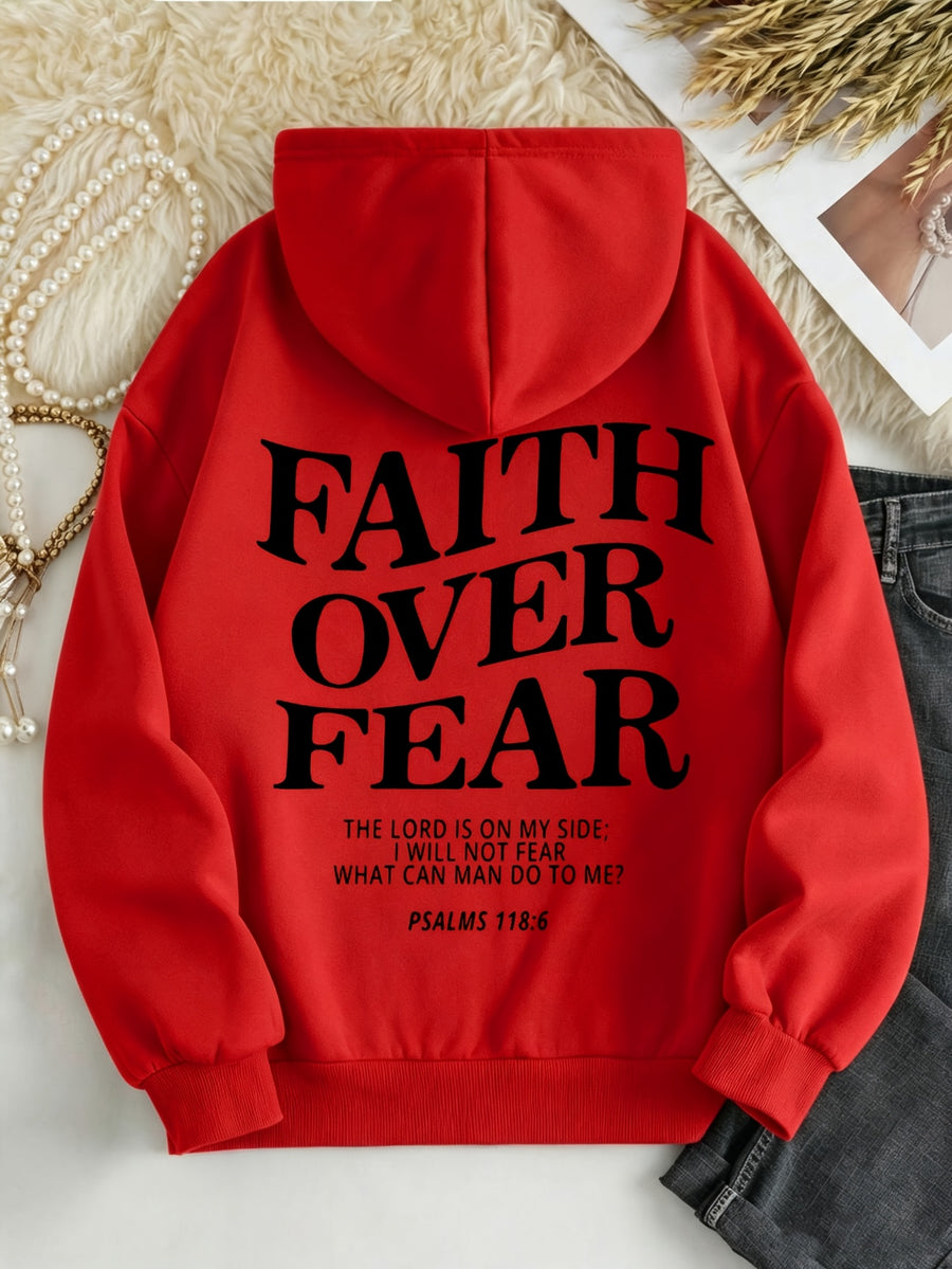 D92 - Women'S Letter Print Hoodie Sweatshirt, Fashion Casual Loose Pullover, Lightweight All-Season Machine Washable Top - DXL576 - Red 1