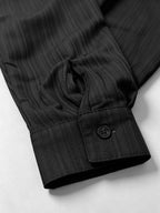Men'S New Fashion Trendy Long Sleeve Small Lapel Shirt, Fishing ECG Print, Breathable Comfortable Fabric Button-Up Top - Black