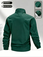 Men'S Solid Color Stand-Collar Jacket, Street Casual Campus Outing Style, Lightweight Windproof Practical Fabric, Minimalist All-Match Cargo Style, Spring/Autumn Standard Fit - 637 - Green