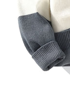 Autumn and Winter New Youth Men's High Collar Multi Color Splicing Letter Jacquard Knitted Sweater Warm Sweater Fashionable, Casual and Versatile - Khaki