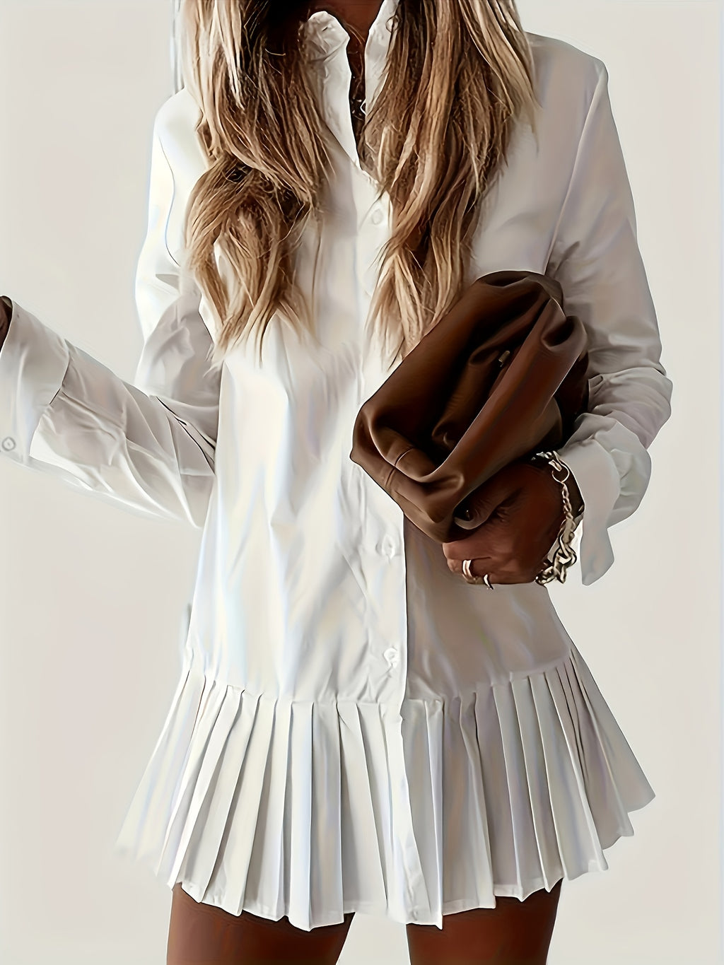 [Korean-Japanese Special] Elegant Directional Solid Pleated Versatile Blouse Bridesmaid Dress - White