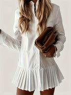 [Korean-Japanese Special] Elegant Directional Solid Pleated Versatile Blouse Bridesmaid Dress - White