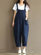 Loose Casual Back Overall Pants, European and American New Style - Blue