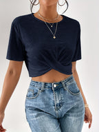 Women'S Fashion Short Sleeve T-Shirt - Blue