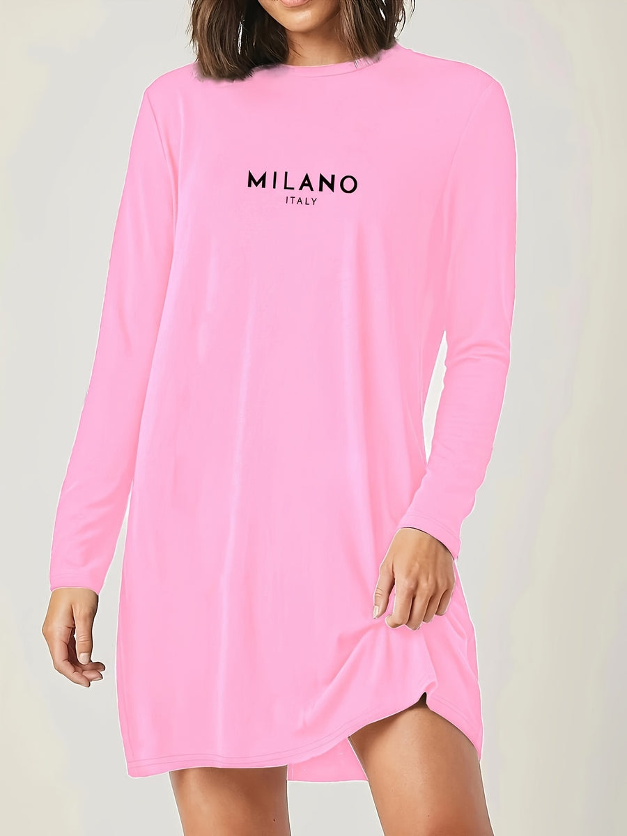 Fashionable long version of the fashionable casual top suitable for the spring and autumn season, with a unique print, Women's clothing - Pink