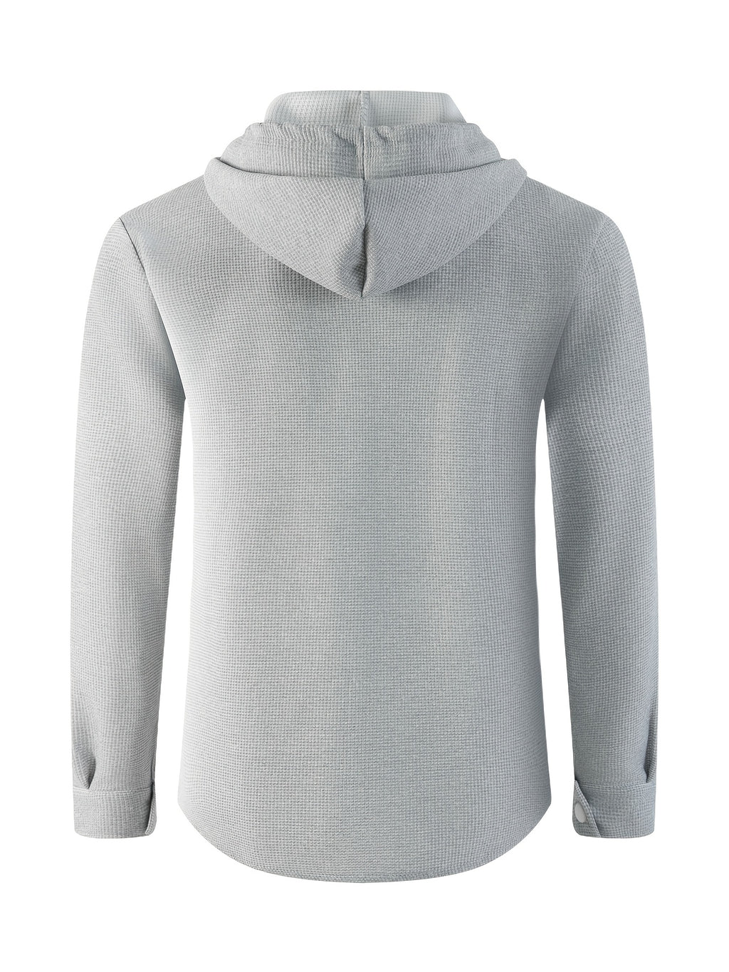 Men'S Waffle Knit Hooded Jacket - Button-Up Workwear Coat - Casual Jacket with Pockets - Spring And Autumn Commute Outfit - Korean Style for Outdoor Activities, Camping, Hiking - Grey