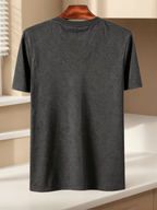 Casual Minimalist Men's T-Shirt Paris Text And Lines Design Summer And Spring Wear for Himself Or Friend - Dark Gray