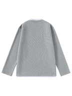 Men'S Long Sleeve T-Shirt Base Layer, New Spring/Autumn Season Faux Two-Piece Design Top, Solid Color Waffle Fabric Textured Pullover, Men'S Fashion Trendy Casual Sports Versatile Knit Sweater - Grey