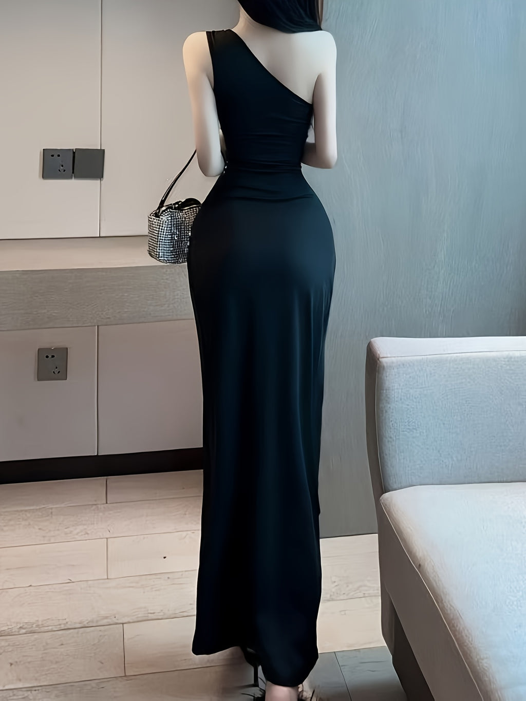 Fashionable Sexy Party Long Dress - Black