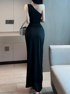 Fashionable Sexy Party Long Dress - Black