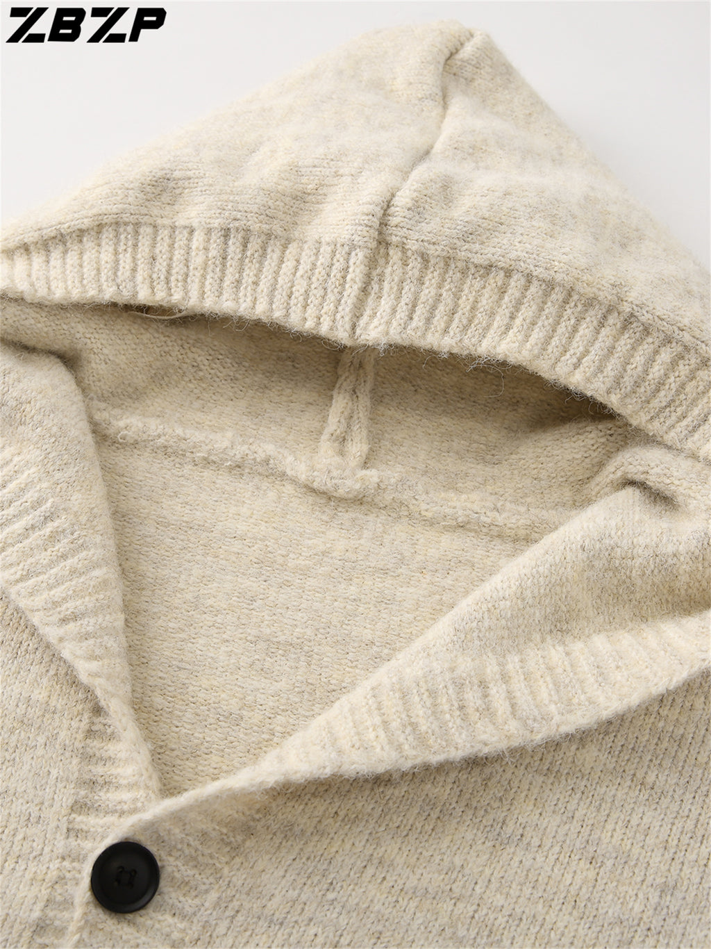 ZBZP Autumn/Winter Knitted 3D Solid Color Hooded Sweater, Basic Knit Cardigan, Men's Fashion Knitted Long-Sleeve Outerwear DM - Green