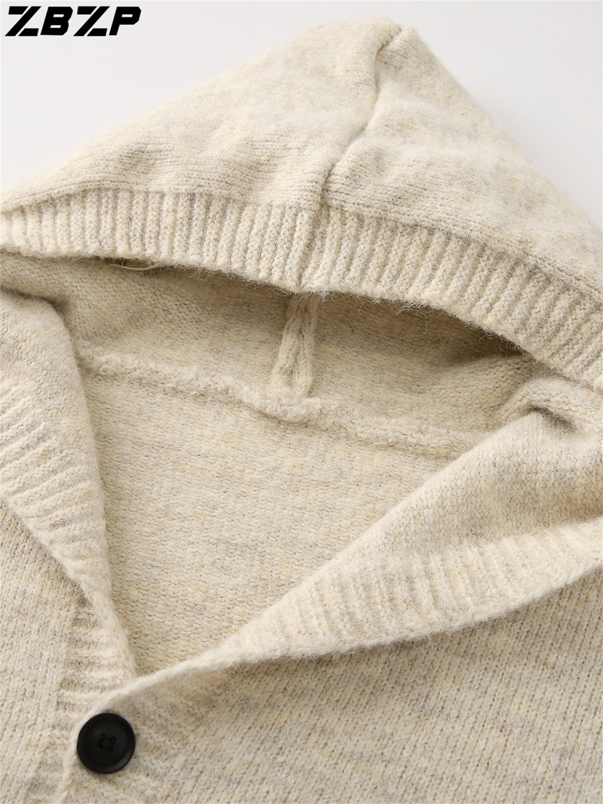 ZBZP Autumn/Winter Knitted 3D Solid Color Hooded Sweater, Basic Knit Cardigan, Men's Fashion Knitted Long-Sleeve Outerwear DM - Green