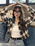 Short Sleeve Plaid Long Sleeve Casual Shirt for Women - Mixed colors