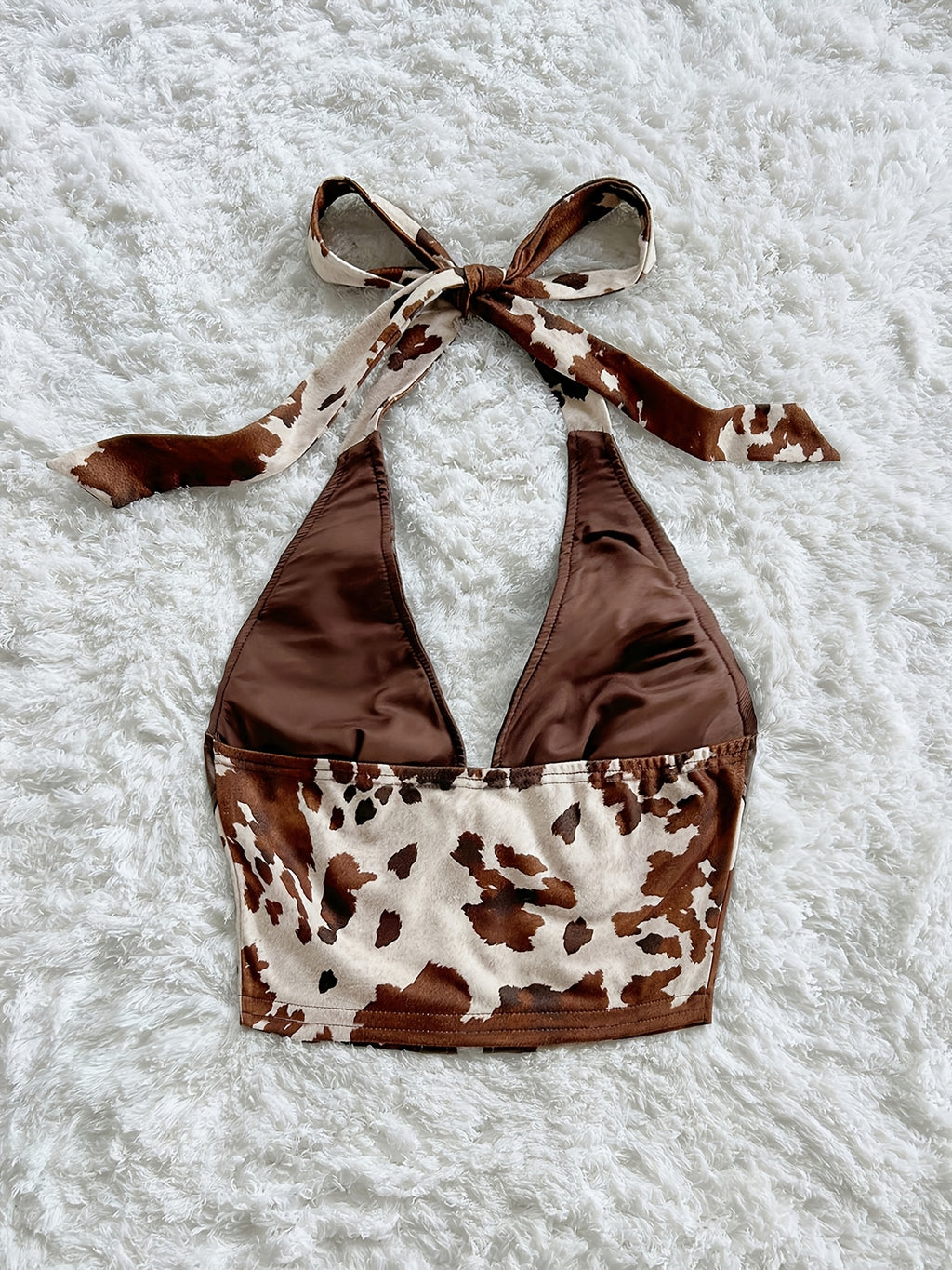 Women's Crop Top with Halter Neck and Front Tie, Cowgirl Top, Earth Tone Top, Coffee Brown Top, Brown Vest, Chocolate Brown Top, Sexy Top, New Year's Outfit, Party Wear Suitable for Date Nights and Evening Parties, Music Festival and Carnival - Coffee Brown